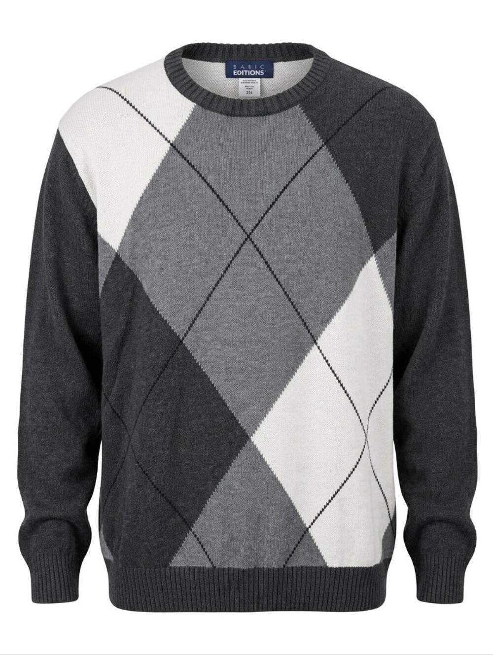 Argyle Pattern Sweater in Gray and White